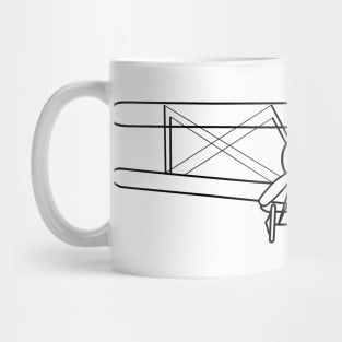 Vintage Sopwith Camel WW1 biplane fighter aircraft outline graphic (black) Mug